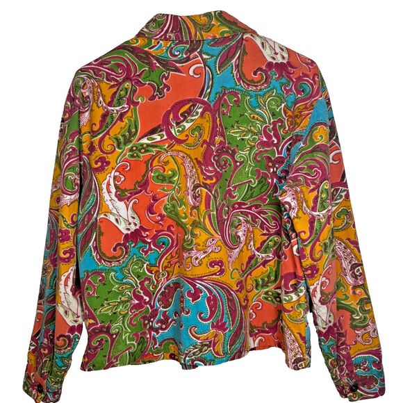 VTG Carrie Allen Paisley Beaded Sequin Denim Jacket Womens Medium Cotton Boho - Picture 2 of 14